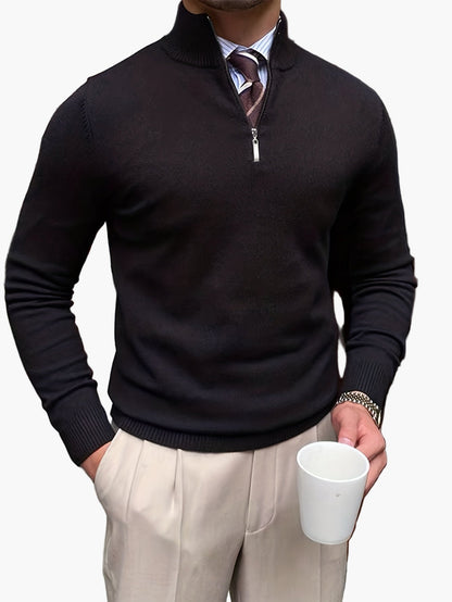 Pull homme col montant zippé style élégant pour affaires et loisirs