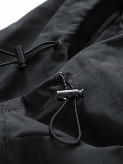 Veste à Capuche Noire Imprimé Dragon Rouge Fermeture Éclair Homme