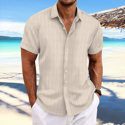 Chemise décontractée à rayures pour homme – Style estival chic, idéale pour la plage ou la ville