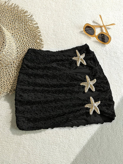 Mini beach skirt with starfish details for women, chic coastal style