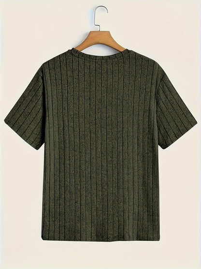T-shirt à manches courtes pour homme style moderne à rayures texturées – Casual chic et polyvalent