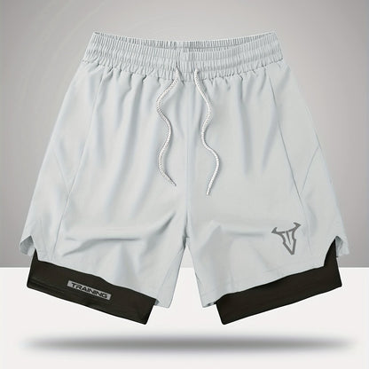 Short de sport homme entraînement double couche style moderne pour fitness et course à pied