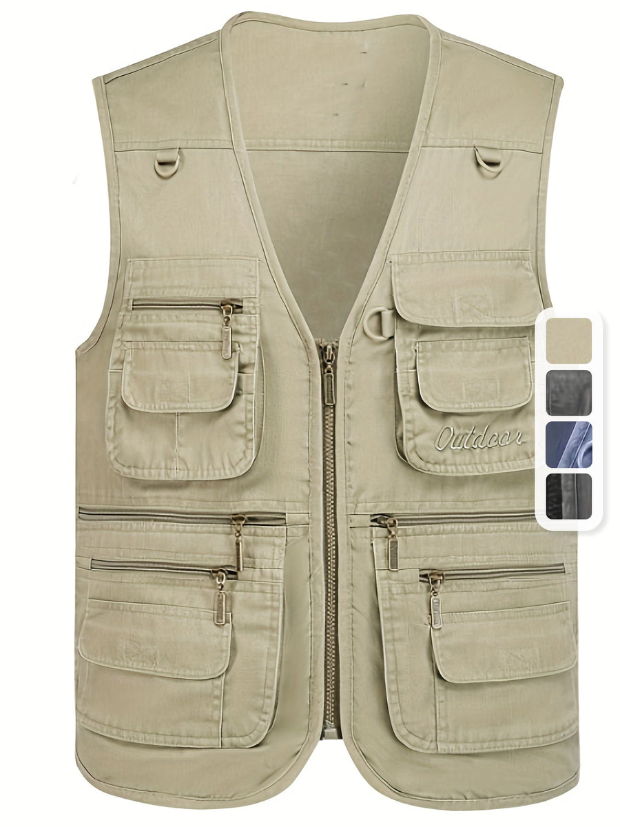 Gilet multi-poches homme style outdoor pour la pêche, la randonnée et la photographie