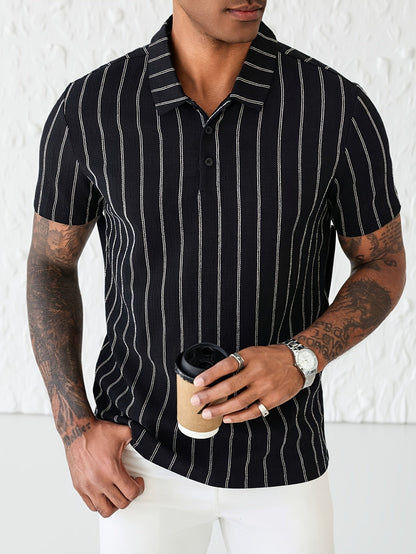 Polo à rayures verticales pour homme, style moderne et polyvalent