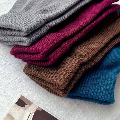 Lot de Gants Tricotés Unisexe avec Poignets Côtelés Chauds Multicolores
