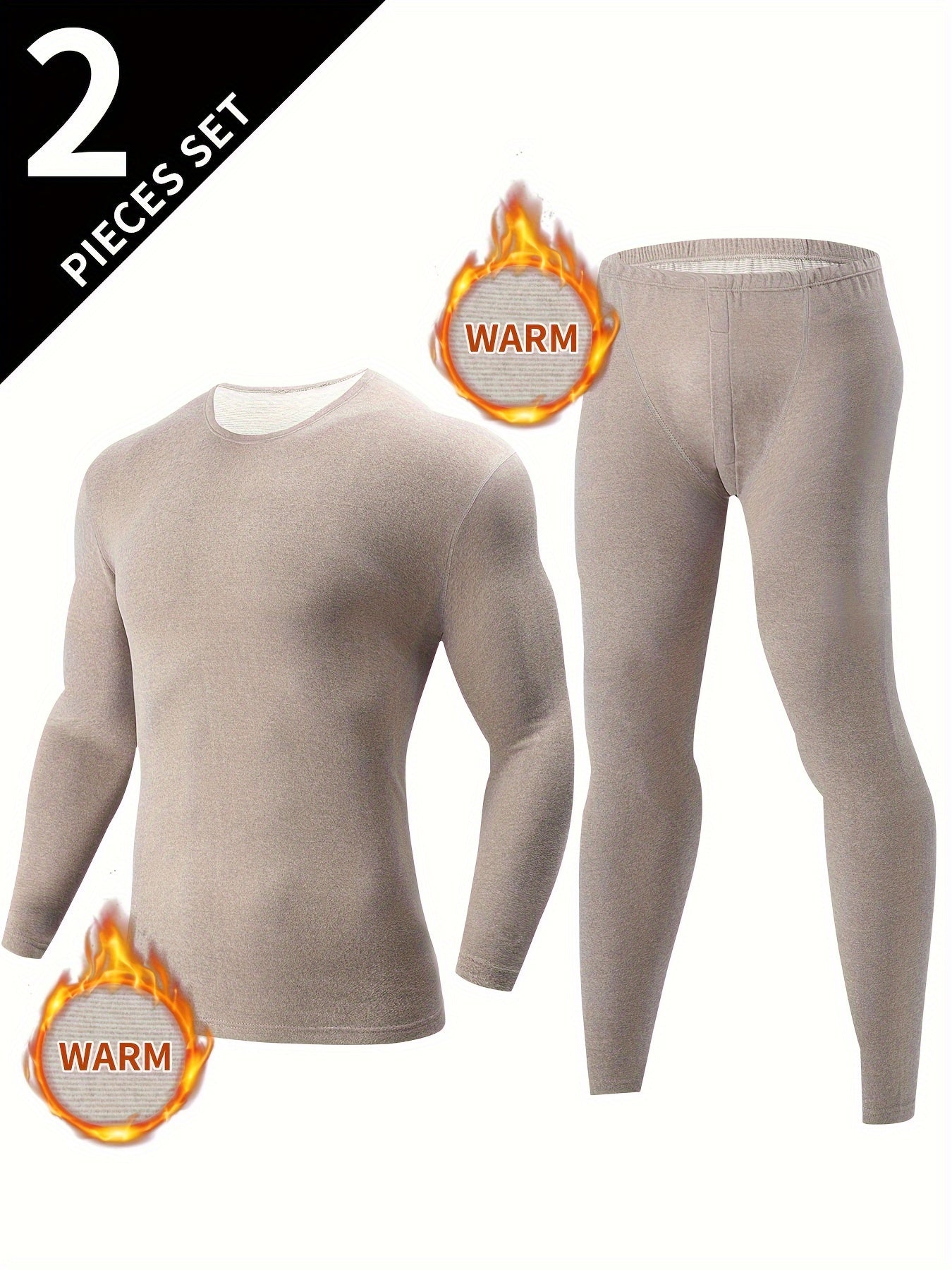 Ensemble Sous-Vêtements Thermiques Homme 2 Pièces Noir Manches Longues