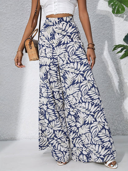 Pantalón ancho para mujer estilo tropical casual para playa y verano