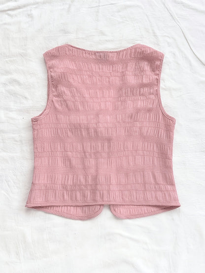 Gilet sans manches femme style bohème à nouer devant pour look décontracté et estival
