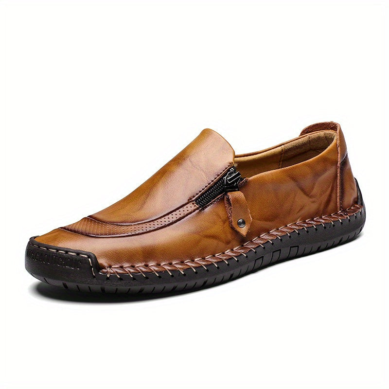 Mocassins décontractés vintage pour homme à fermeture éclair – Style urbain pour usage quotidien ou soirée