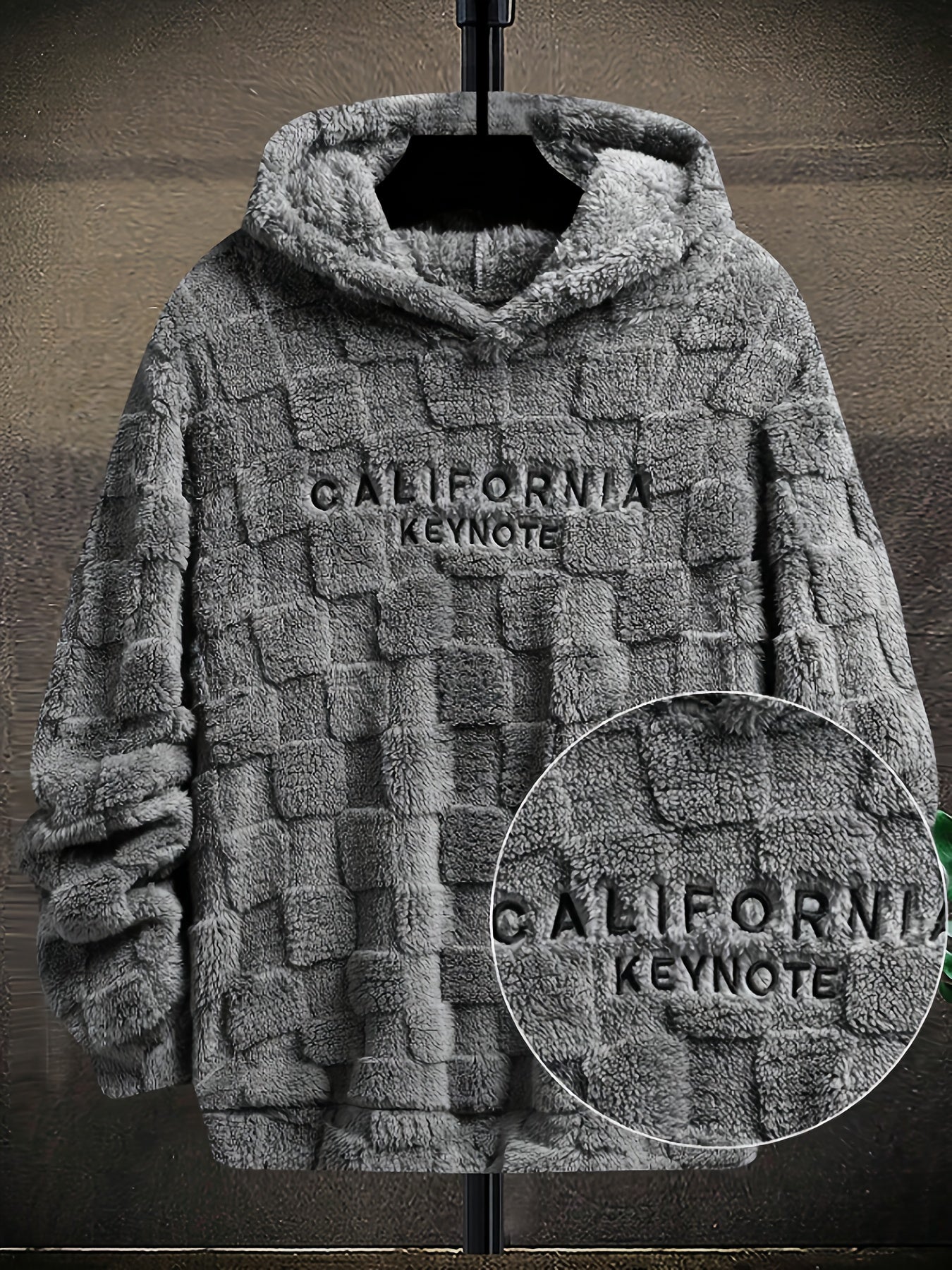 Sweat à capuche doux texturé en peluche pour homme avec motif « California Keynote »