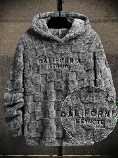 Sweat à capuche doux texturé en peluche pour homme avec motif « California Keynote »