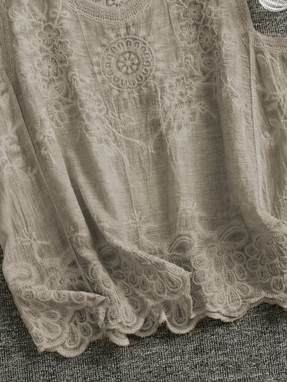 Débardeur femme style bohème chic brodé sans manches pour l'été