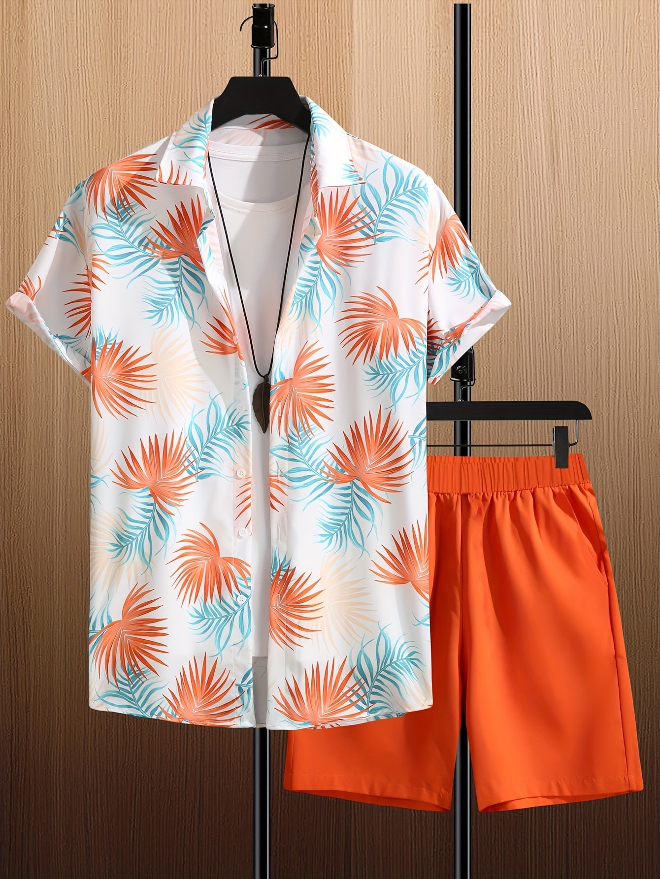 Ensemble d'été décontracté homme style tropical – Chemise manches courtes et short – Idéal plage et vacances