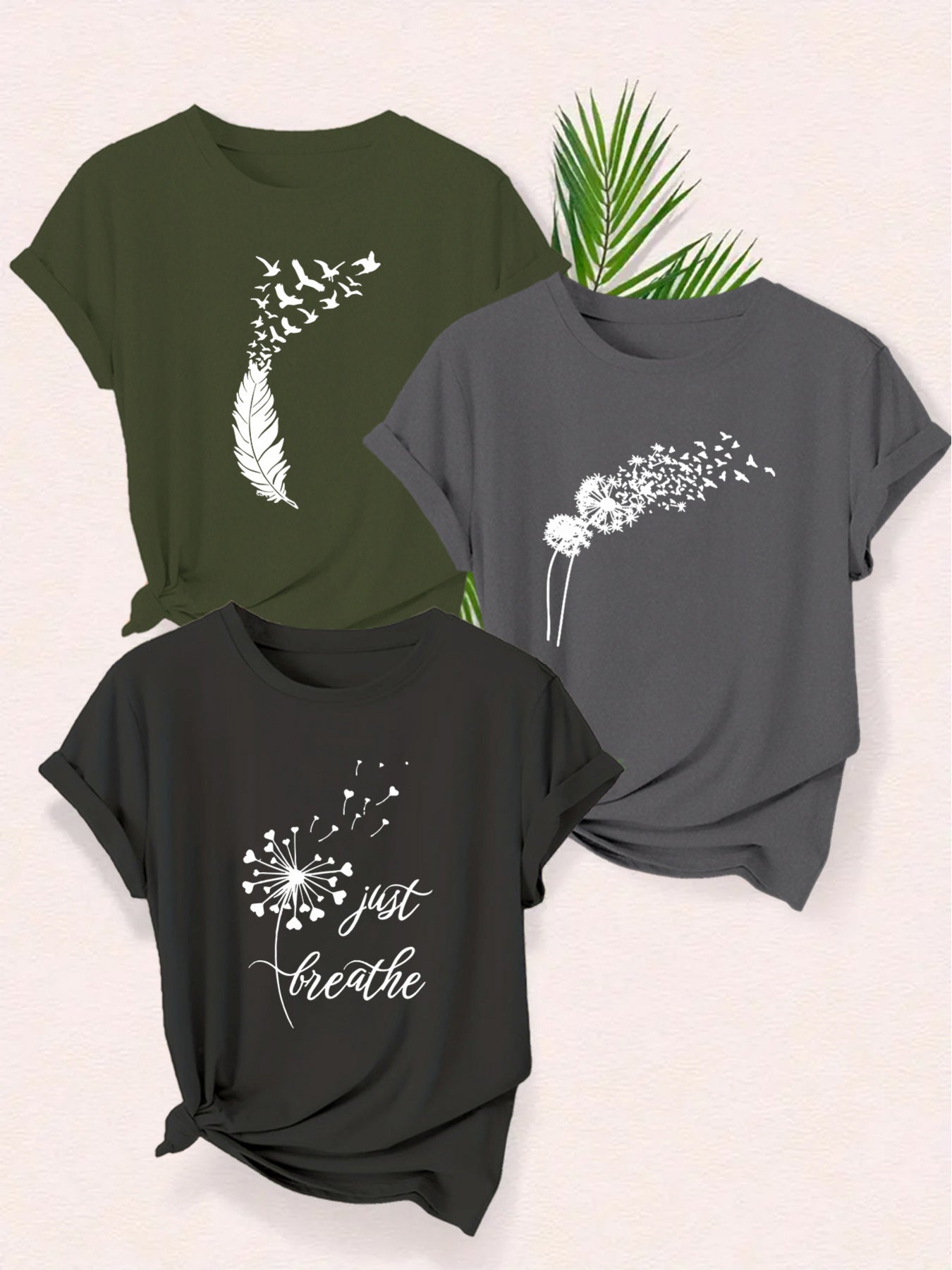 Casual grafiske T-shirts til kvinder med naturmotiver og inspirerende budskab