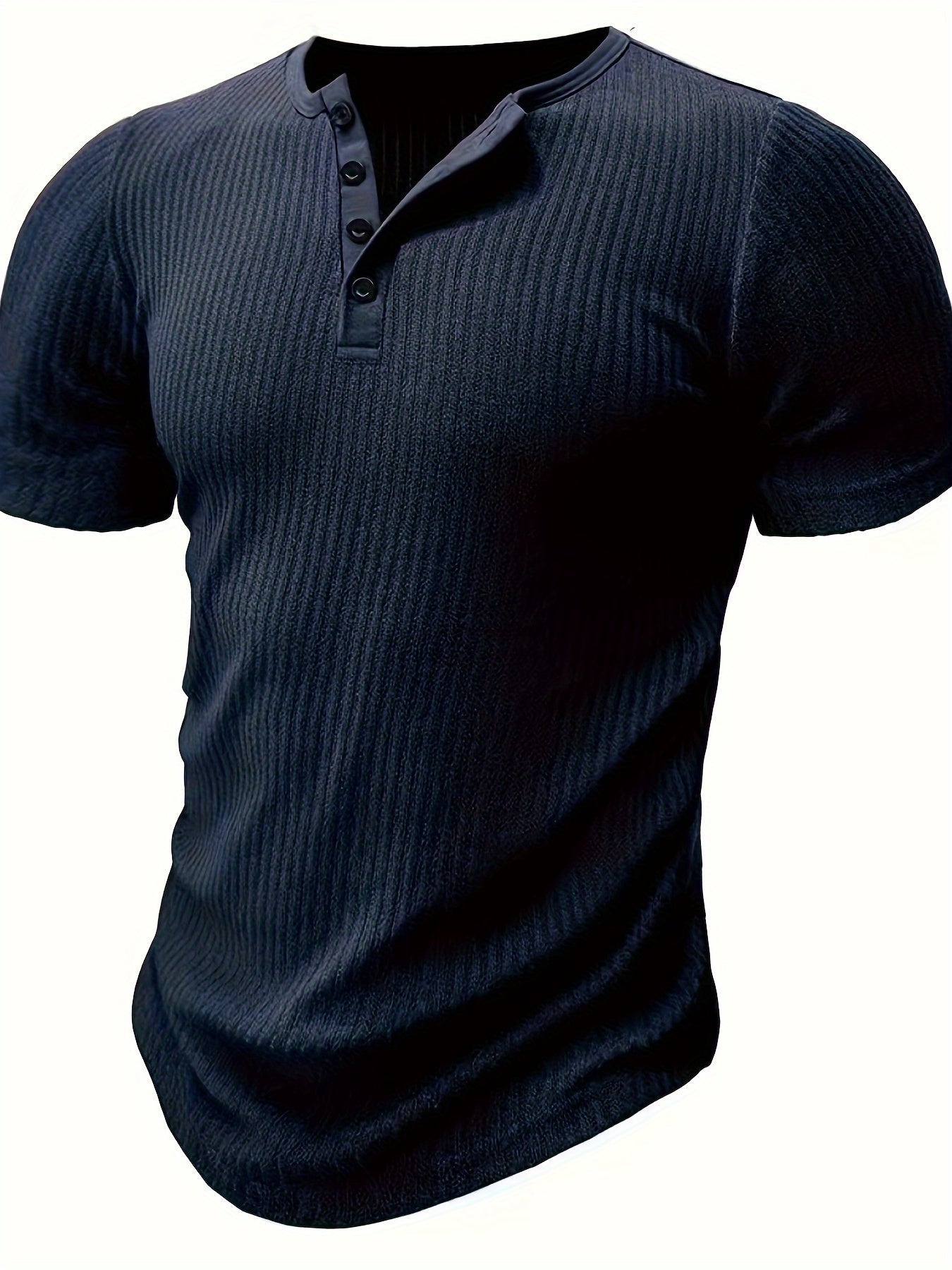 T-shirt henley à rayures décontracté pour homme – Idéal pour l'été et les loisirs