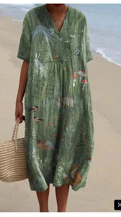 Langes, lässiges Damenkleid im Boho-Stil, ideal für Strand und Sommer