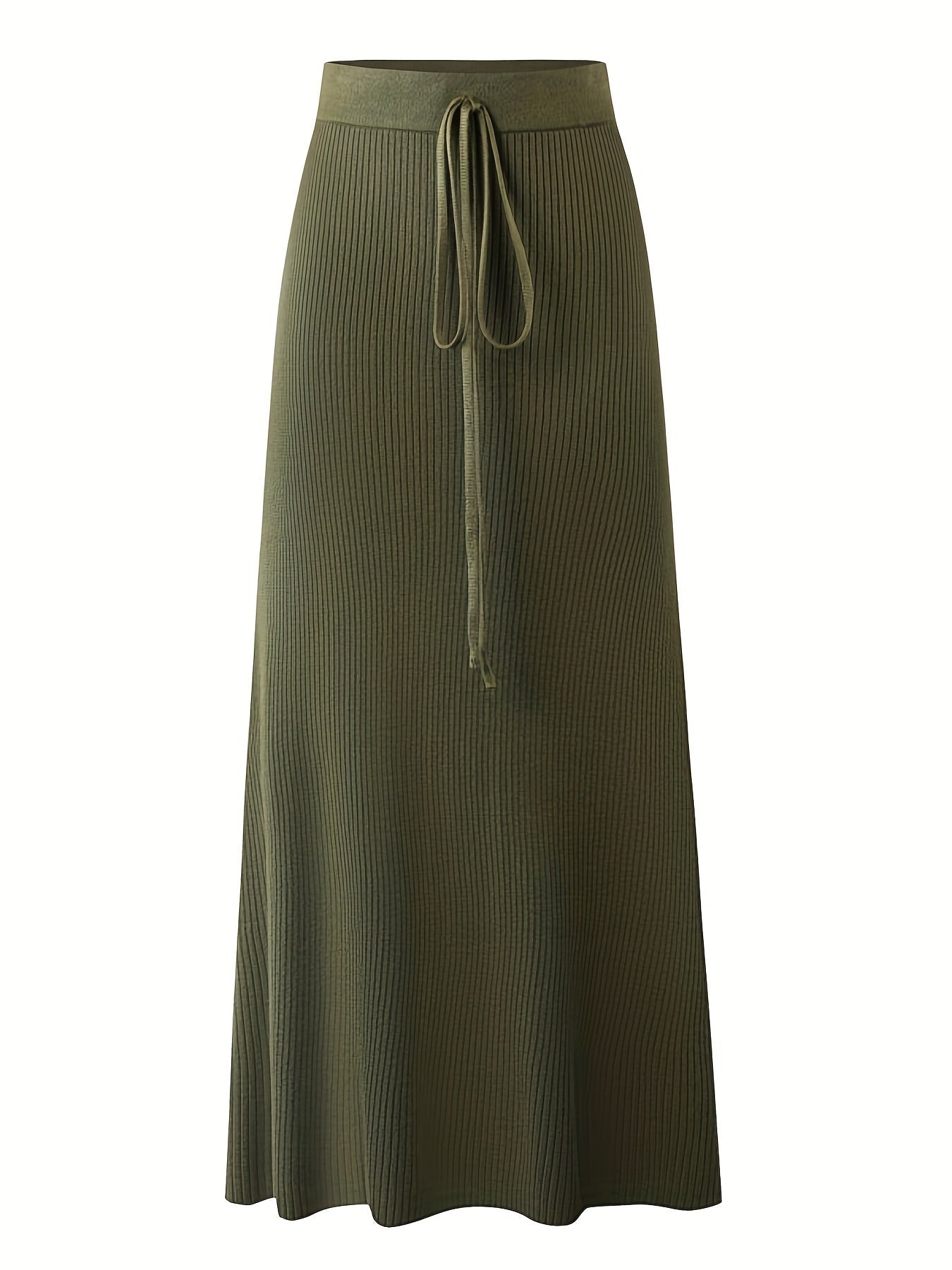 Lange damesrok met hoge taille, casual elegante stijl met ceintuur