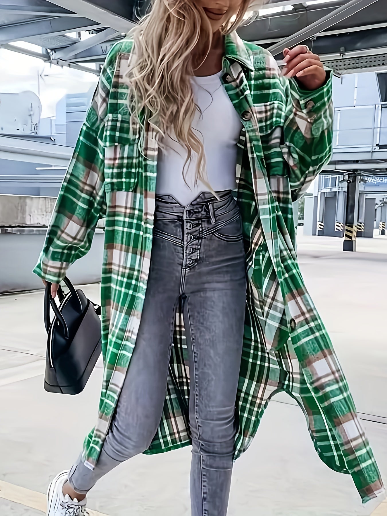 Chaqueta Camisa de Cuadros Estilo Casual para Mujer - Ideal para Media Temporada