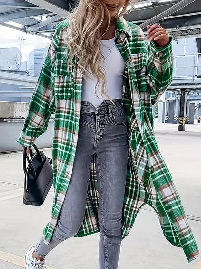 Chaqueta Camisa de Cuadros Estilo Casual para Mujer - Ideal para Media Temporada
