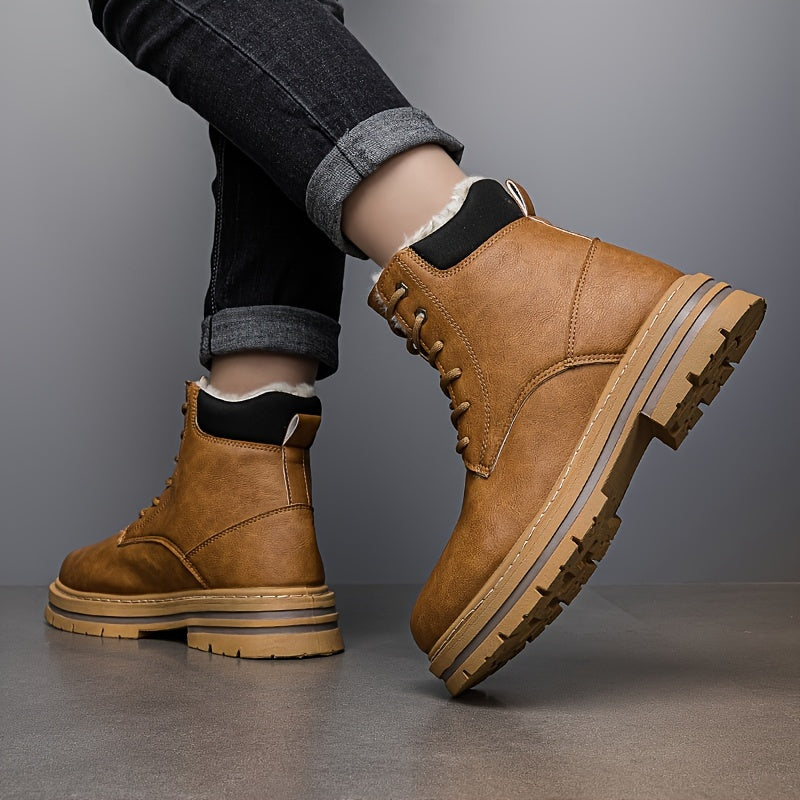 Bottes montantes homme fourrées chaudes à lacets, plusieurs coloris disponibles
