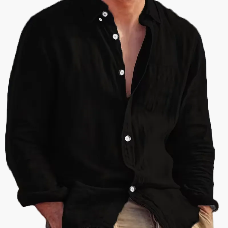 Chemise décontractée pour homme à manches longues style plage – Idéale pour sorties et vacances