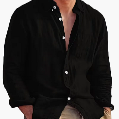 Chemise décontractée pour homme à manches longues style plage – Idéale pour sorties et vacances