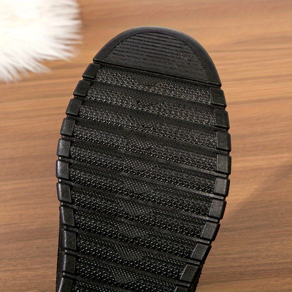 Chaussons Homme Doublés Chaussures Simples à Enfiler Hiver Noir