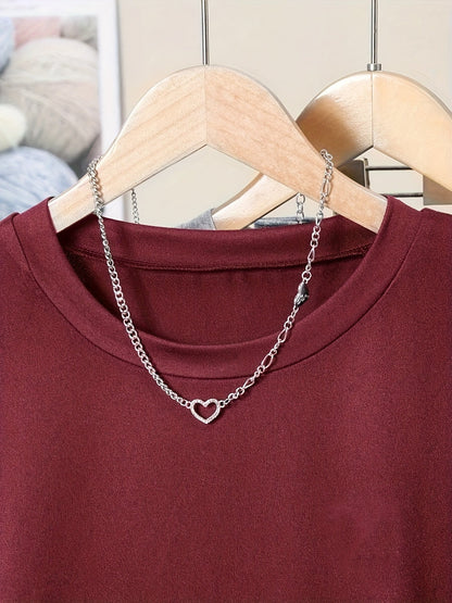 T-shirt basique femme style décontracté à manches courtes pour le quotidien