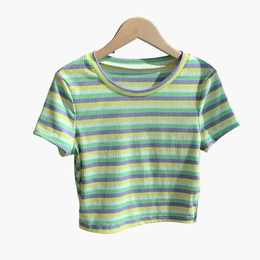 Women's short-sleeve striped T-shirt, casual and trendy style, perfect for summer