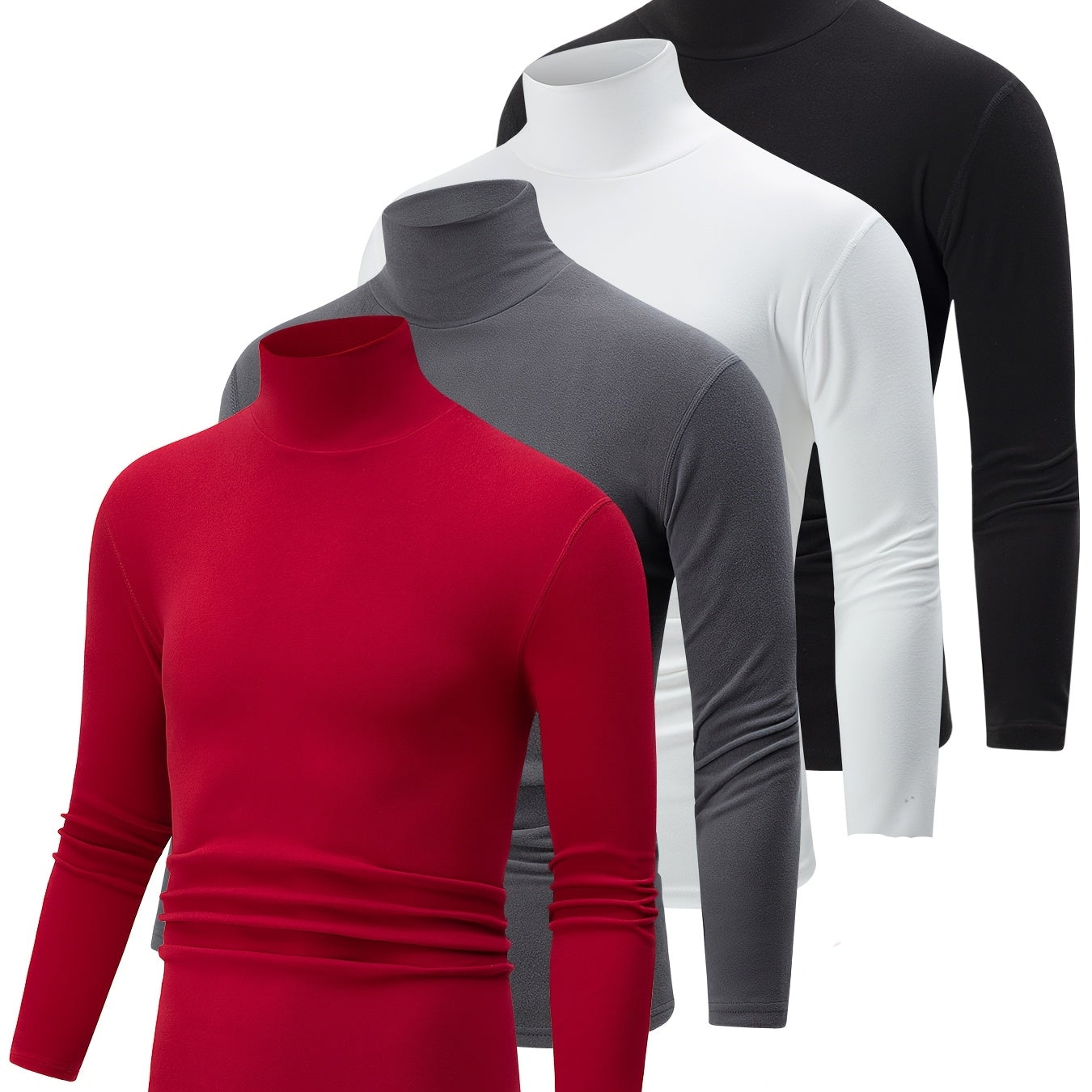 Lot de 4 Pulls Col Roulé Homme Manches Longues Couleurs Assorties