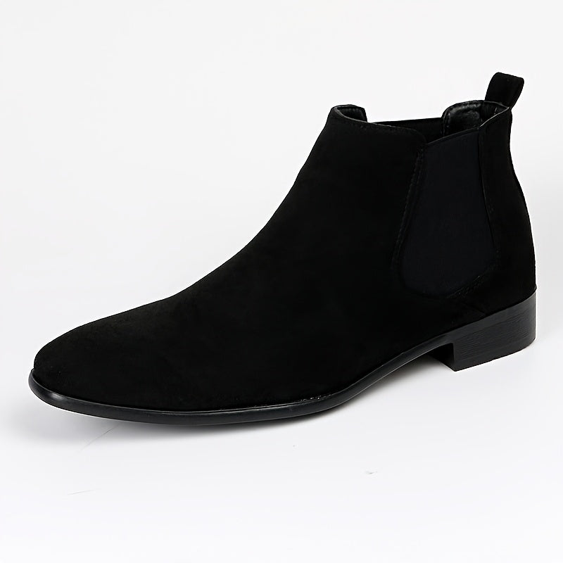 Bottes Chelsea pour homme en tissu aspect daim noir à bout pointu