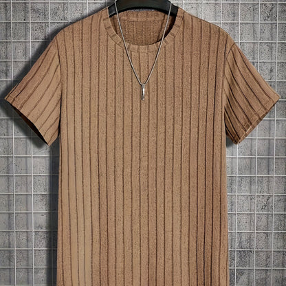 T-shirt à manches courtes pour homme style moderne à rayures texturées – Casual chic et polyvalent