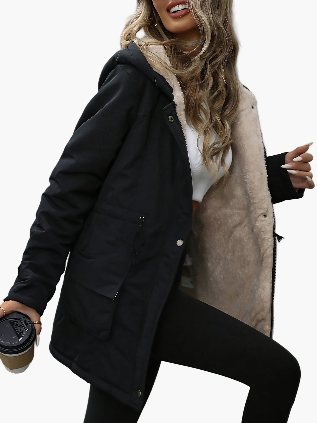 Damska parka z kapturem w stylu casual na zimę