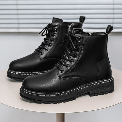 Bottines noires montantes à lacets et semelle épaisse