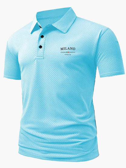 Elegantes Herren-Poloshirt im italienischen Stil mit geometrischem Muster für einen casual-chicen Look  