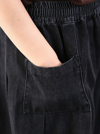 Pantalon large décontracté pour femme style streetwear avec poches, taille élastique, idéal pour un look urbain tendance