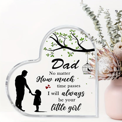Regalo decorativo per papà – Targa a forma di cuore con messaggio emozionale per figlia, stile moderno, ideale per la Festa del Papà o compleanno