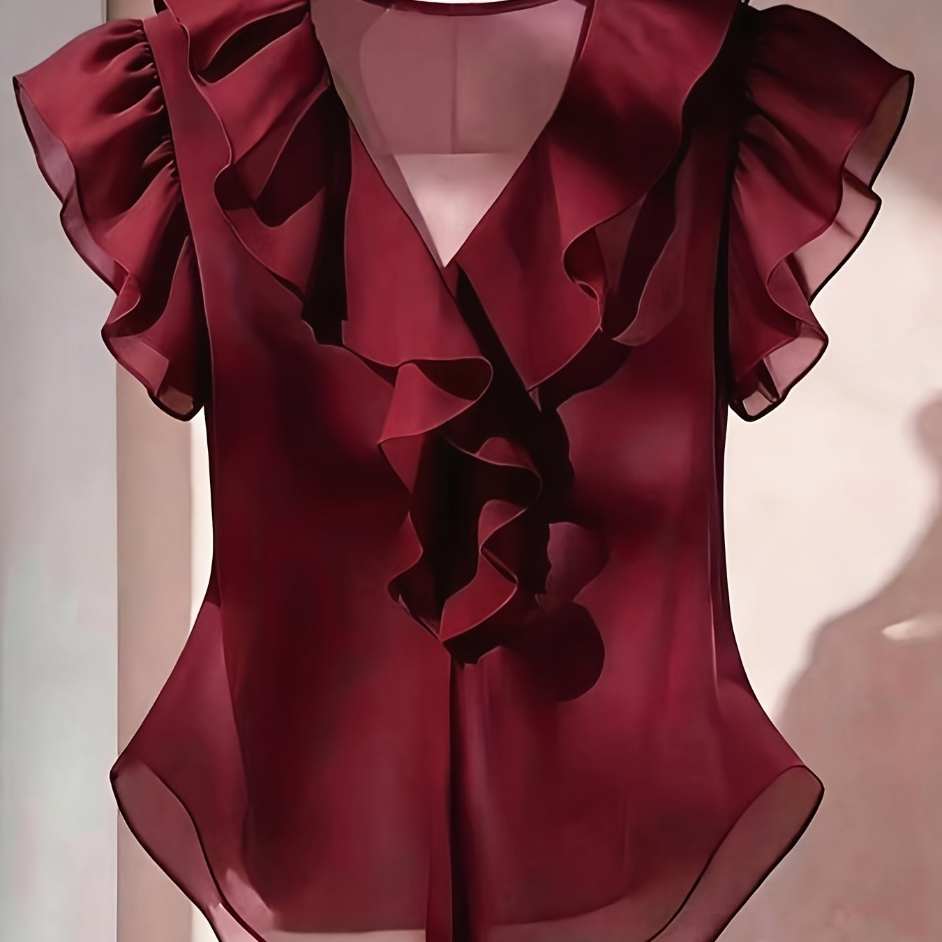 Blouse Femme Élégante à Volants Style Romantique pour Tenue Chic et Bureau