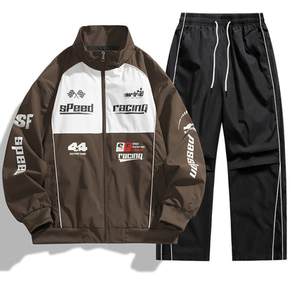 Ensemble de Survêtement Homme Style Racing Col Montant Fermeture Éclair