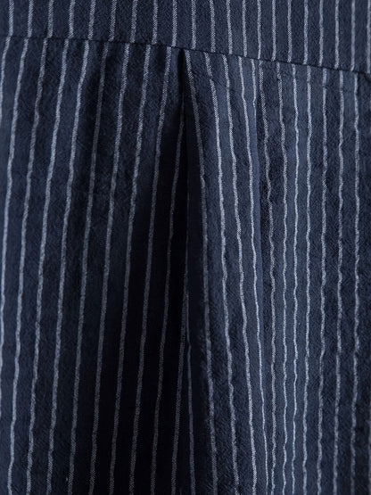 Chemise décontractée à rayures col mao pour homme - Style tendance et confortable