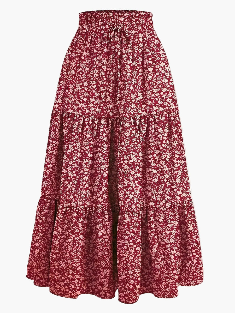 Jupe Longue Femme Élégante Taille Haute à Volants, Style Printemps Été, Idéale pour Loisirs et Sorties
