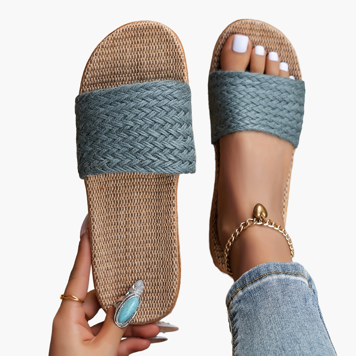 Avslappnade slip-on-sandaler för kvinnor i sommarstil