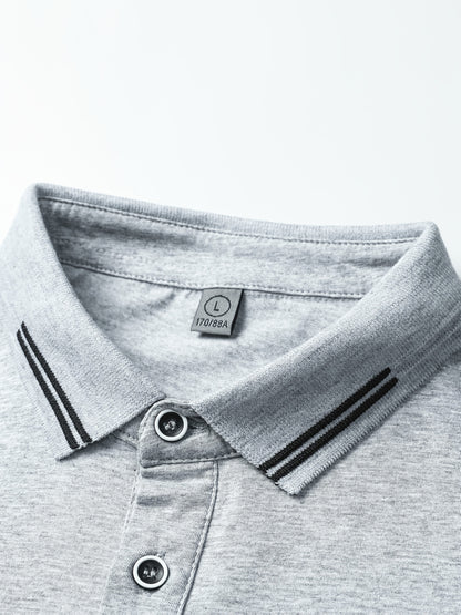 Polo casual da uomo con colletto abbottonato stile urbano