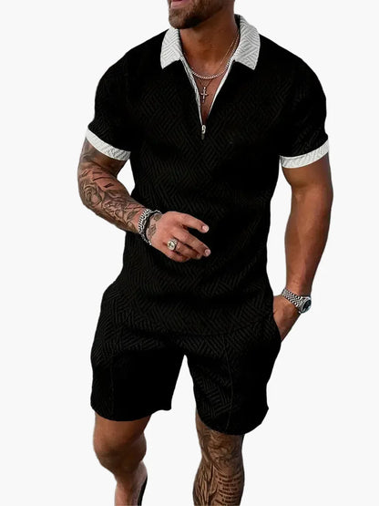 Ensemble polo et short style casual pour homme – Élégance décontractée estivale