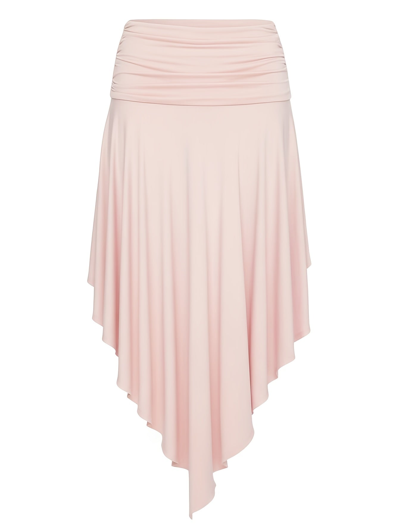 Falda larga de playa para mujer estilo bohemio con cintura fruncida y dobladillo asimétrico - Ideal para vacaciones y la costa