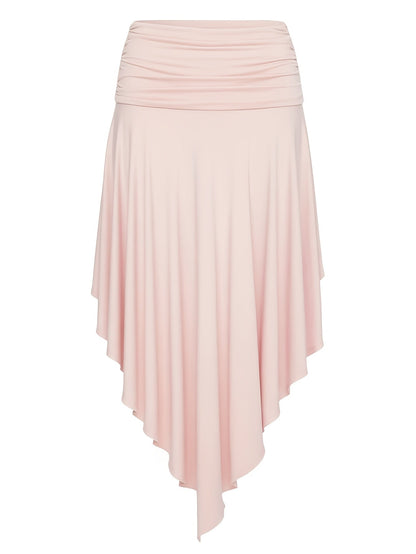 Falda larga de playa para mujer estilo bohemio con cintura fruncida y dobladillo asimétrico - Ideal para vacaciones y la costa
