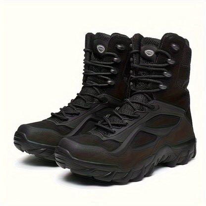 Bottes tactiques montantes noires à lacets et semelle crantée pour homme