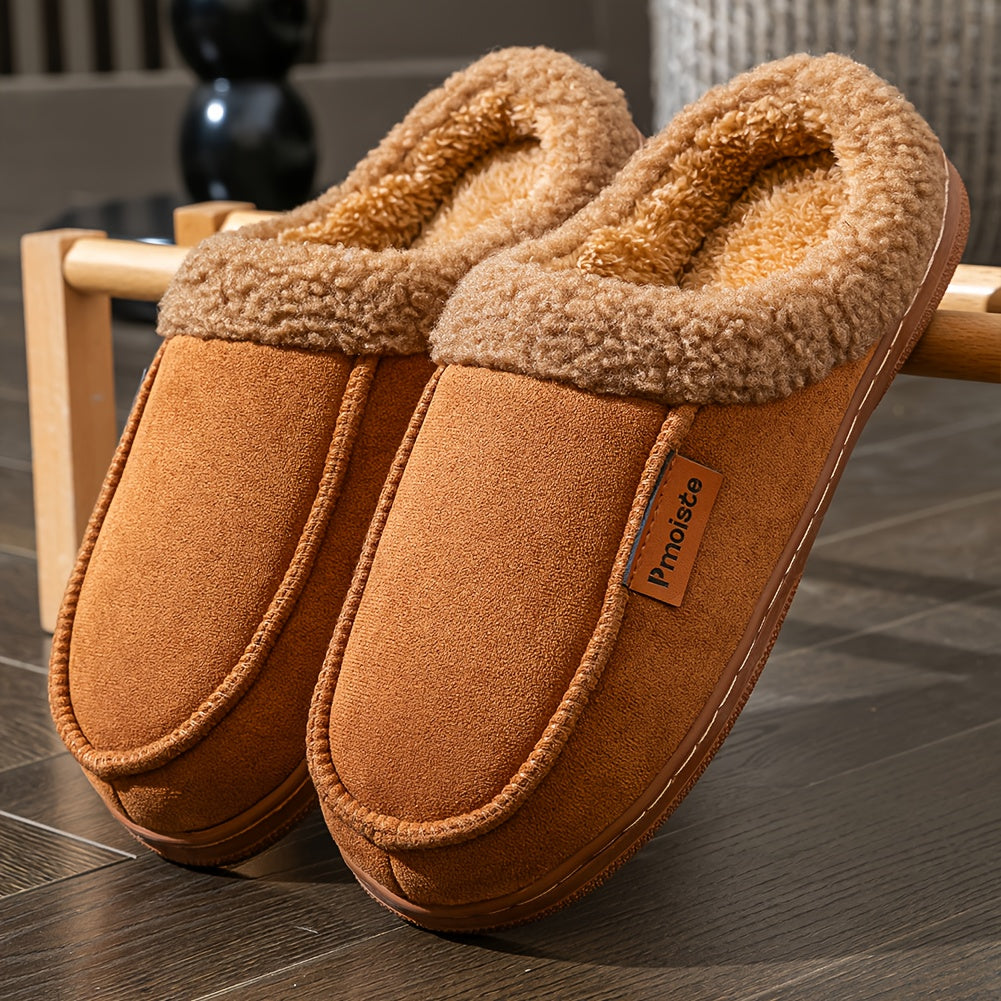 Chausson d'intérieur chaud doublé fourrure synthétique pour homme, semelle antidérapante