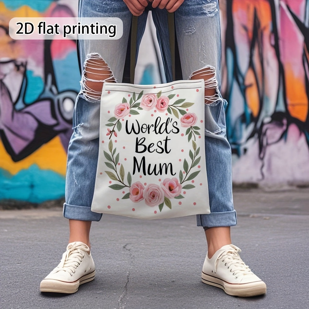 Sac cabas femme style floral cadeau fête des mères "World's Best Mum"