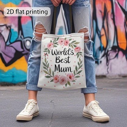 Sac cabas femme style floral cadeau fête des mères "World's Best Mum"